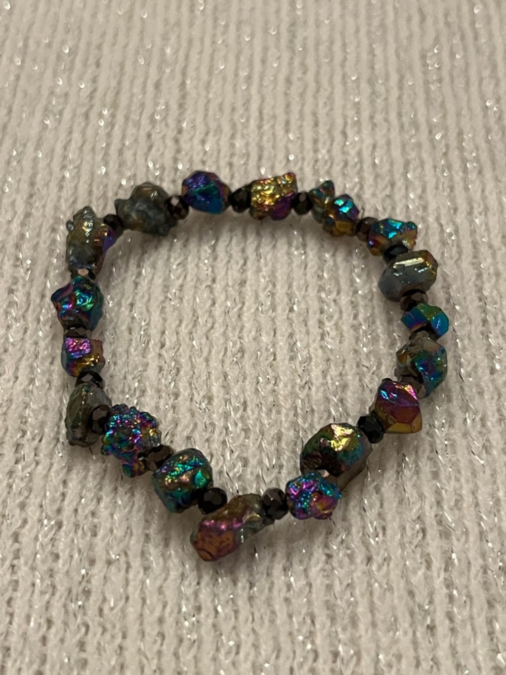 Iridescent Quartz Rock Stretch Bracelet - Multicolor